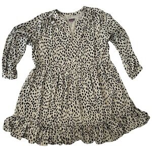 Vince Camuto 2X Plus Size Tiered Long Sleeve Leopard‎ Print Dress Ruffle FLAW